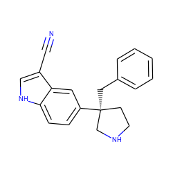 N#Cc1c[nH]c2ccc([C@@]3(Cc4ccccc4)CCNC3)cc12 ZINC000040393188