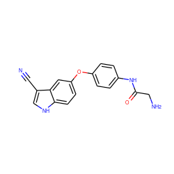 N#Cc1c[nH]c2ccc(Oc3ccc(NC(=O)CN)cc3)cc12 ZINC000231375140