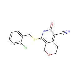 N#Cc1c2c(c(SCc3ccccc3Cl)[nH]c1=O)COCC2 ZINC000073160363