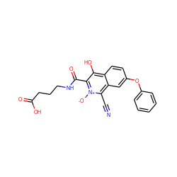 N#Cc1c2cc(Oc3ccccc3)ccc2c(O)c(C(=O)NCCCC(=O)O)[n+]1[O-] ZINC000146693872