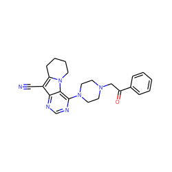 N#Cc1c2n(c3c(N4CCN(CC(=O)c5ccccc5)CC4)ncnc13)CCCC2 ZINC000013559625