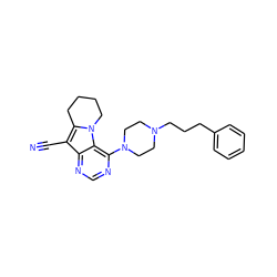 N#Cc1c2n(c3c(N4CCN(CCCc5ccccc5)CC4)ncnc13)CCCC2 ZINC000013559623