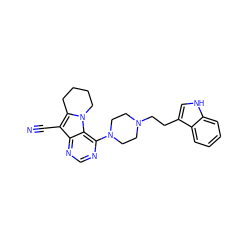 N#Cc1c2n(c3c(N4CCN(CCc5c[nH]c6ccccc56)CC4)ncnc13)CCCC2 ZINC000013559621