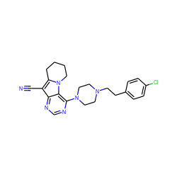 N#Cc1c2n(c3c(N4CCN(CCc5ccc(Cl)cc5)CC4)ncnc13)CCCC2 ZINC000013559628