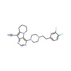 N#Cc1c2n(c3c(N4CCN(CCc5ccc(F)c(F)c5)CC4)ncnc13)CCCC2 ZINC000013559634