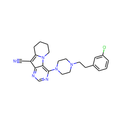 N#Cc1c2n(c3c(N4CCN(CCc5cccc(Cl)c5)CC4)ncnc13)CCCC2 ZINC000013559627