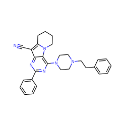 N#Cc1c2n(c3c(N4CCN(CCc5ccccc5)CC4)nc(-c4ccccc4)nc13)CCCC2 ZINC000013559636