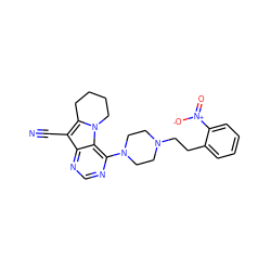 N#Cc1c2n(c3c(N4CCN(CCc5ccccc5[N+](=O)[O-])CC4)ncnc13)CCCC2 ZINC000013559629