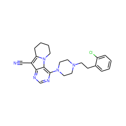 N#Cc1c2n(c3c(N4CCN(CCc5ccccc5Cl)CC4)ncnc13)CCCC2 ZINC000013559626