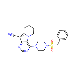 N#Cc1c2n(c3c(N4CCN(S(=O)(=O)Cc5ccccc5)CC4)ncnc13)CCCC2 ZINC000013559624