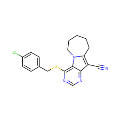 N#Cc1c2n(c3c(SCc4ccc(Cl)cc4)ncnc13)CCCCC2 ZINC000000755203