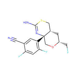 N#Cc1cc([C@]23CO[C@@H](CF)C[C@H]2CSC(N)=N3)c(F)cc1F ZINC000147750169