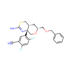 N#Cc1cc([C@]23CO[C@@H](COCc4ccccc4)C[C@H]2CSC(N)=N3)c(F)cc1F ZINC000147749007