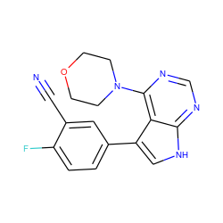 N#Cc1cc(-c2c[nH]c3ncnc(N4CCOCC4)c23)ccc1F ZINC000299865084