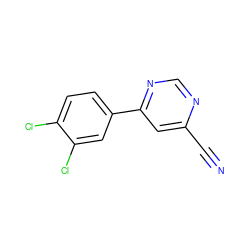 N#Cc1cc(-c2ccc(Cl)c(Cl)c2)ncn1 ZINC000118365951