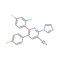 N#Cc1cc(-c2ccc(Cl)cc2)c(-c2ccc(Cl)cc2Cl)nc1-n1ccnc1 ZINC000028902990