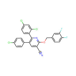 N#Cc1cc(-c2ccc(Cl)cc2)c(-c2ccc(Cl)cc2Cl)nc1OCc1ccc(F)c(F)c1 ZINC000028334908