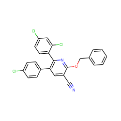 N#Cc1cc(-c2ccc(Cl)cc2)c(-c2ccc(Cl)cc2Cl)nc1OCc1ccccc1 ZINC000028344808