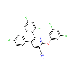 N#Cc1cc(-c2ccc(Cl)cc2)c(-c2ccc(Cl)cc2Cl)nc1Oc1cc(Cl)cc(Cl)c1 ZINC000028902927