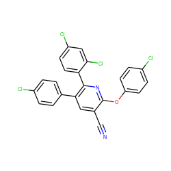 N#Cc1cc(-c2ccc(Cl)cc2)c(-c2ccc(Cl)cc2Cl)nc1Oc1ccc(Cl)cc1 ZINC000028902908