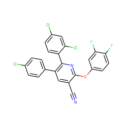 N#Cc1cc(-c2ccc(Cl)cc2)c(-c2ccc(Cl)cc2Cl)nc1Oc1ccc(F)c(F)c1 ZINC000028902917