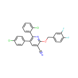 N#Cc1cc(-c2ccc(Cl)cc2)c(-c2ccccc2Cl)nc1OCc1ccc(F)c(F)c1 ZINC000028344260