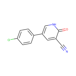 N#Cc1cc(-c2ccc(Cl)cc2)c[nH]c1=O ZINC000000169102