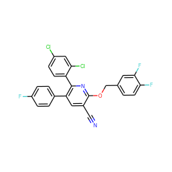 N#Cc1cc(-c2ccc(F)cc2)c(-c2ccc(Cl)cc2Cl)nc1OCc1ccc(F)c(F)c1 ZINC000028339250