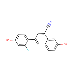 N#Cc1cc(-c2ccc(O)cc2F)cc2ccc(O)cc12 ZINC000013645137