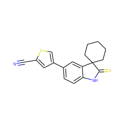 N#Cc1cc(-c2ccc3c(c2)C2(CCCCC2)C(=S)N3)cs1 ZINC000000026405