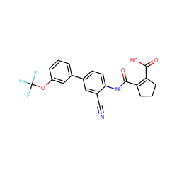 N#Cc1cc(-c2cccc(OC(F)(F)F)c2)ccc1NC(=O)C1=C(C(=O)O)CCC1 ZINC000013534158