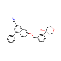 N#Cc1cc(-c2ccccc2)c2ccc(OCc3cccc(C4(O)CCOCC4)c3)cc2c1 ZINC000013759160