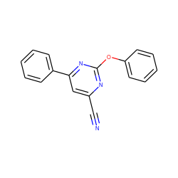 N#Cc1cc(-c2ccccc2)nc(Oc2ccccc2)n1 ZINC000000529378