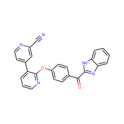 N#Cc1cc(-c2cccnc2Oc2ccc(C(=O)c3nc4ccccc4[nH]3)cc2)ccn1 ZINC000139062925