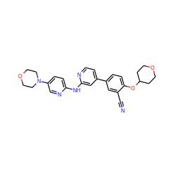 N#Cc1cc(-c2ccnc(Nc3ccc(N4CCOCC4)cn3)c2)ccc1OC1CCOCC1 ZINC000146575306