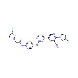 N#Cc1cc(-c2ccnc(Nc3ccc(NC(=O)CN4CC[C@H](F)C4)nc3)n2)cnc1N1CC[C@H](F)C1 ZINC001772616847