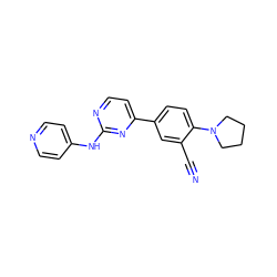 N#Cc1cc(-c2ccnc(Nc3ccncc3)n2)ccc1N1CCCC1 ZINC000113828408