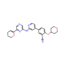 N#Cc1cc(-c2ccnc(Nc3cncc(C4=CCCCO4)n3)c2)ccc1OC1CCOCC1 ZINC000146605569