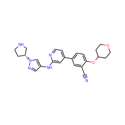 N#Cc1cc(-c2ccnc(Nc3cnn([C@@H]4CCNC4)c3)c2)ccc1OC1CCOCC1 ZINC000146536608