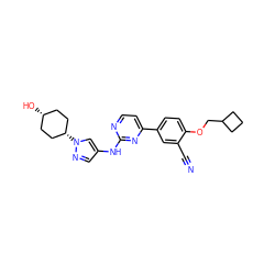 N#Cc1cc(-c2ccnc(Nc3cnn([C@H]4CC[C@@H](O)CC4)c3)n2)ccc1OCC1CCC1 ZINC000261186949