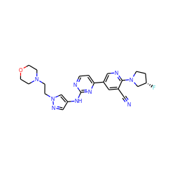 N#Cc1cc(-c2ccnc(Nc3cnn(CCN4CCOCC4)c3)n2)cnc1N1CC[C@H](F)C1 ZINC000221245163