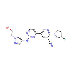 N#Cc1cc(-c2ccnc(Nc3cnn(CCO)c3)n2)cnc1N1CC[C@H](F)C1 ZINC000221245076