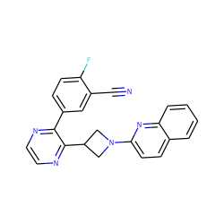 N#Cc1cc(-c2nccnc2C2CN(c3ccc4ccccc4n3)C2)ccc1F ZINC000140183280