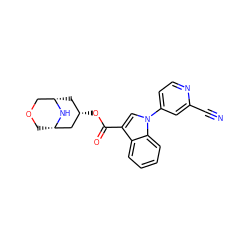 N#Cc1cc(-n2cc(C(=O)O[C@H]3C[C@H]4COC[C@@H](C3)N4)c3ccccc32)ccn1 ZINC001772623448