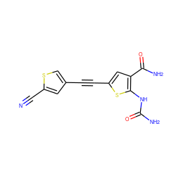 N#Cc1cc(C#Cc2cc(C(N)=O)c(NC(N)=O)s2)cs1 ZINC000028524711