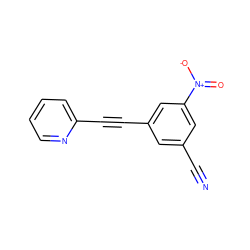 N#Cc1cc(C#Cc2ccccn2)cc([N+](=O)[O-])c1 ZINC000071295741