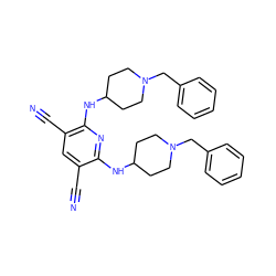 N#Cc1cc(C#N)c(NC2CCN(Cc3ccccc3)CC2)nc1NC1CCN(Cc2ccccc2)CC1 ZINC000096913148