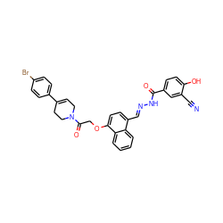 N#Cc1cc(C(=O)N/N=C/c2ccc(OCC(=O)N3CC=C(c4ccc(Br)cc4)CC3)c3ccccc23)ccc1O ZINC000027638813