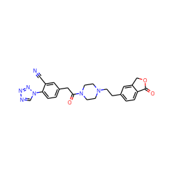 N#Cc1cc(CC(=O)N2CCN(CCc3ccc4c(c3)COC4=O)CC2)ccc1-n1cnnn1 ZINC000096286267