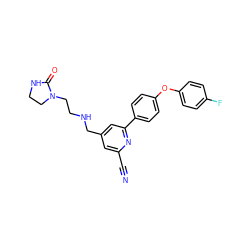 N#Cc1cc(CNCCN2CCNC2=O)cc(-c2ccc(Oc3ccc(F)cc3)cc2)n1 ZINC000114593170